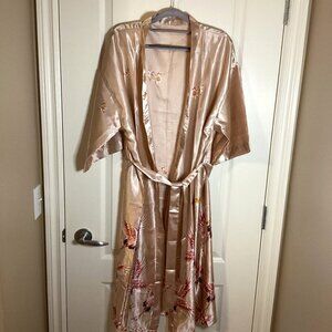 Women's Kimono Short Sleeves Bathrobe Housecoat Wrap Lounge Robe Wedding